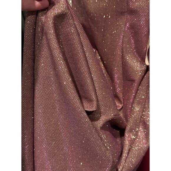 Faviana Sparkly Metallic Long Jersey Dress With Leg Slit pink 2 - Picture 16 of 16